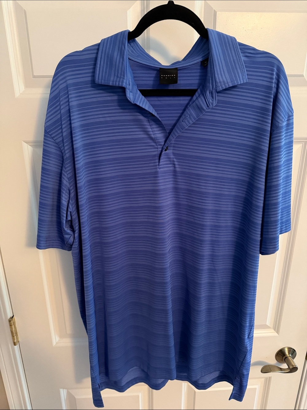 Dunning Golf Tour Blue Horizontal Stripe Polo